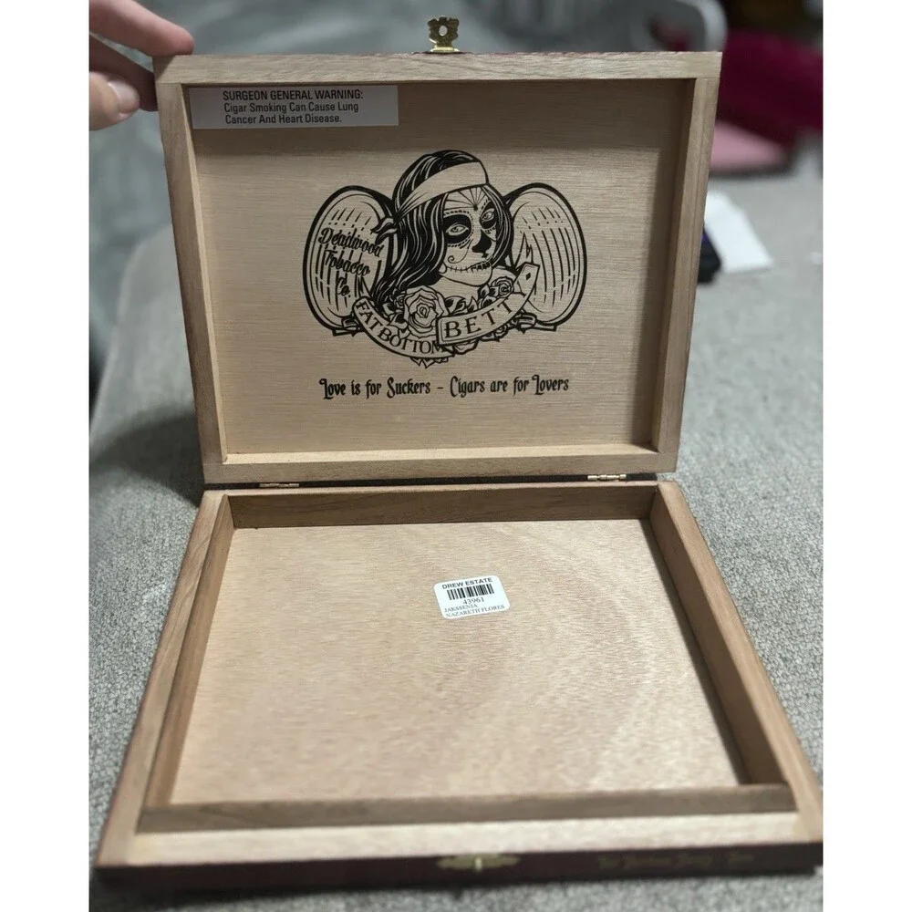 Deadwood Fat Bottom Betty Toro Empty Wooden Cigar Box 9x7.5x1.5